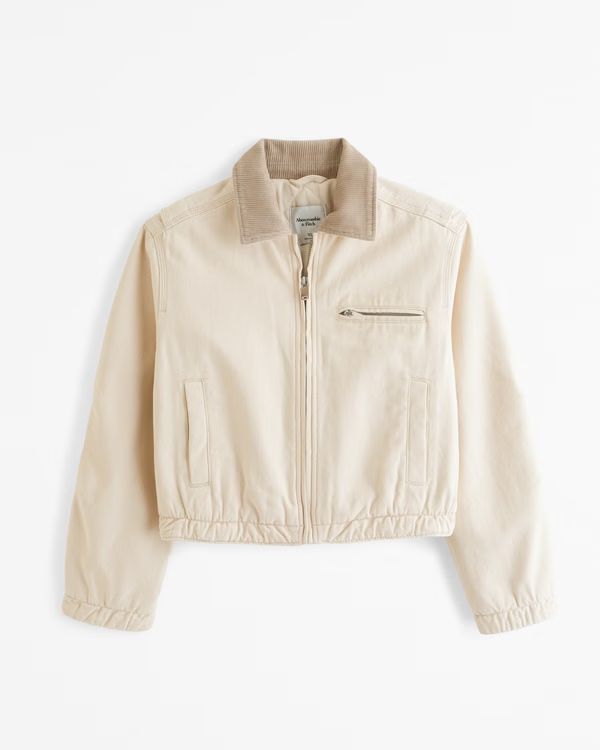 Women's Cropped Twill Workwear Jacket | Women's Coats & Jackets | Abercrombie.com | Abercrombie & Fitch (US)