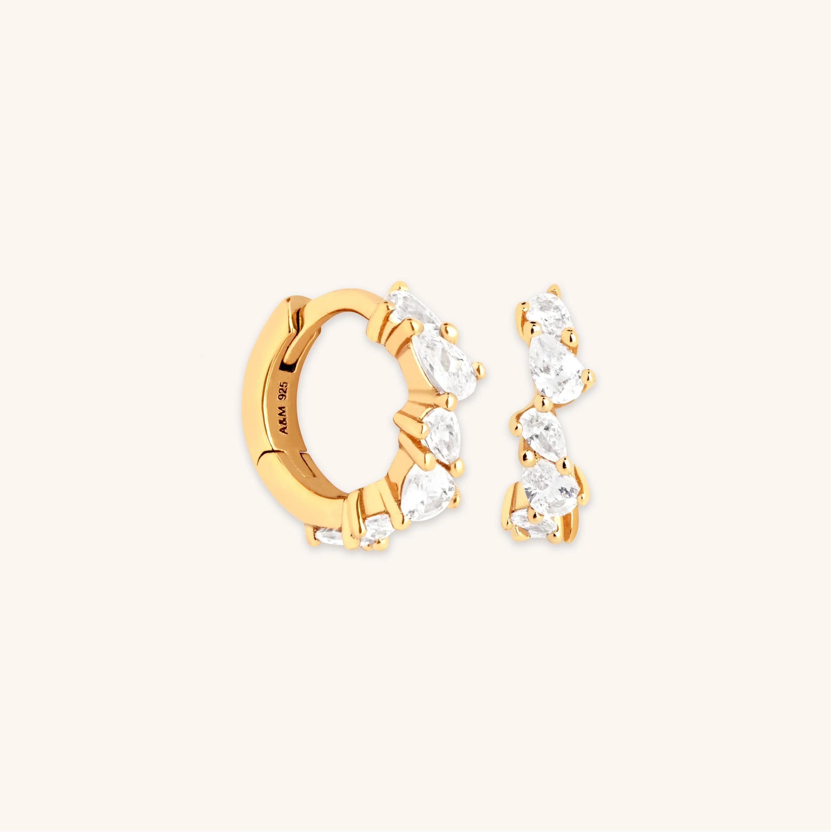 Crystal Pear Gold Huggies | Astrid & Miyu Earrings | Astrid & Miyu US