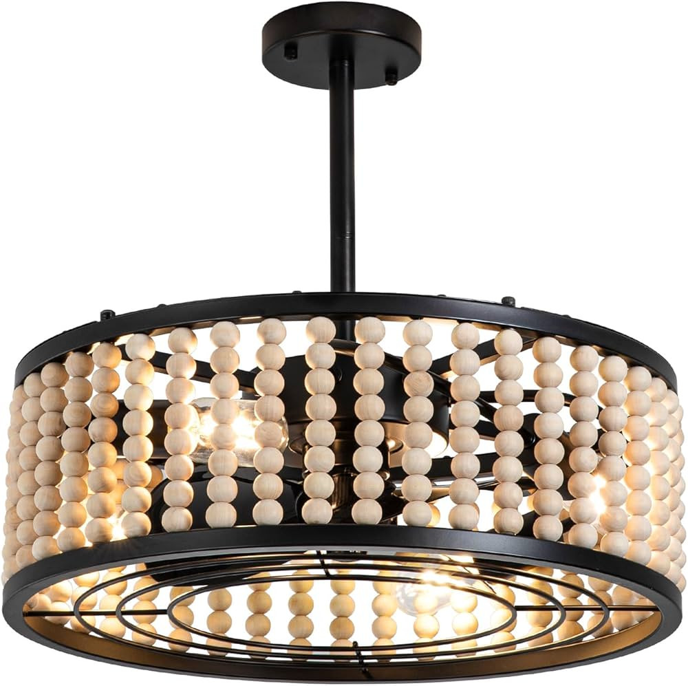 Liokoc Ceiling Fan Lighting with Beads and Adjustable Downrods for Different Height of Rooms Remo... | Amazon (US)