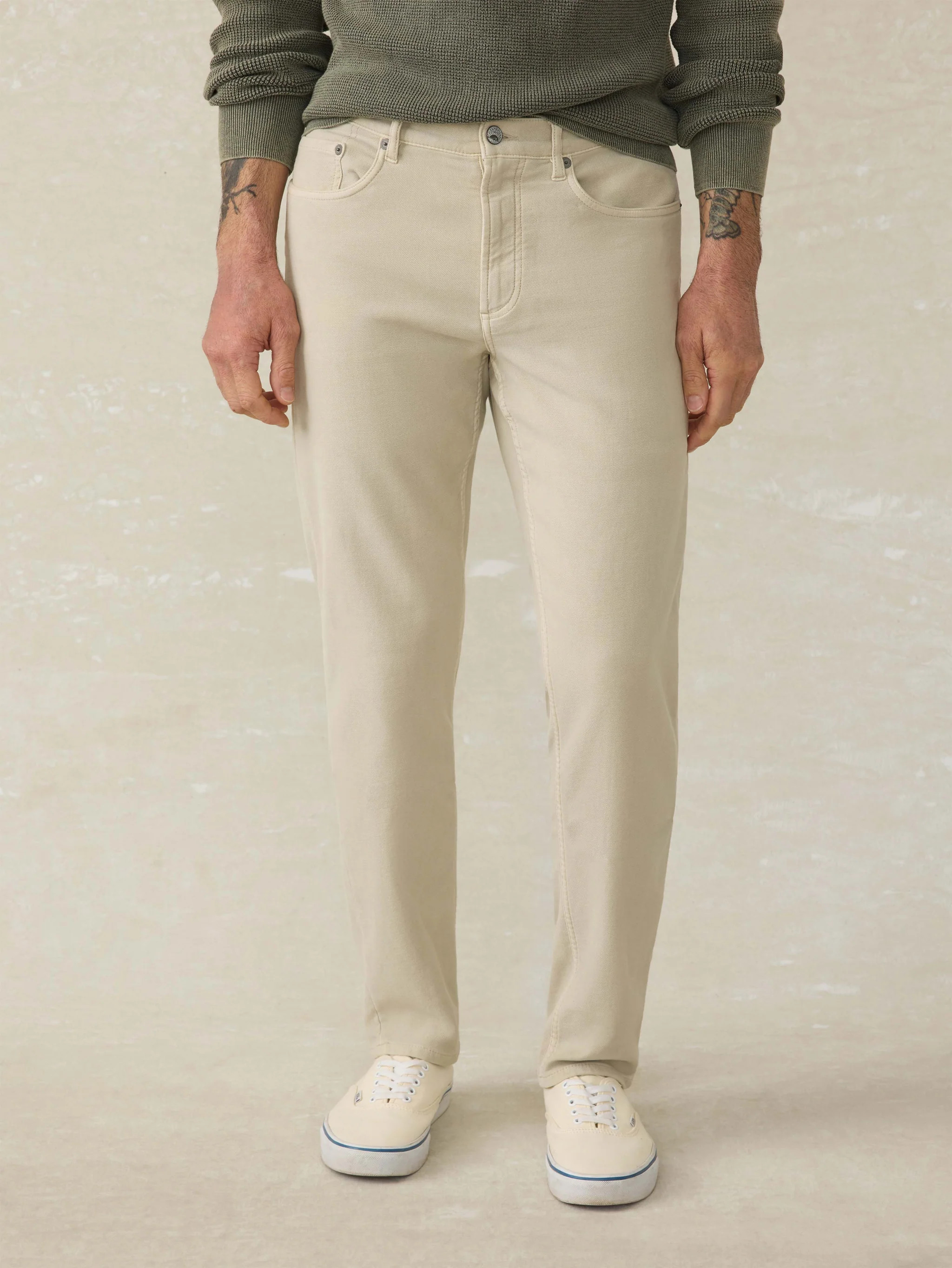 Stretch Terry 5-Pocket Pant - Stone | Faherty