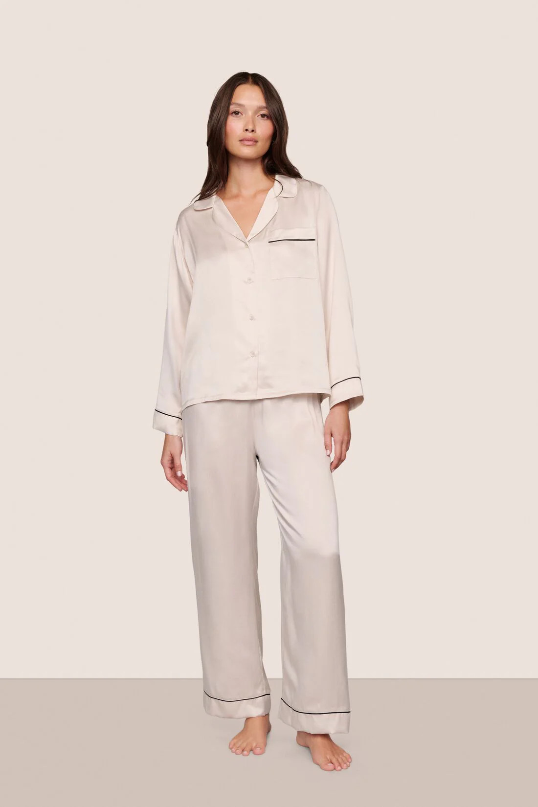 Inez Washable Silk Long PJ Set | Eberjey