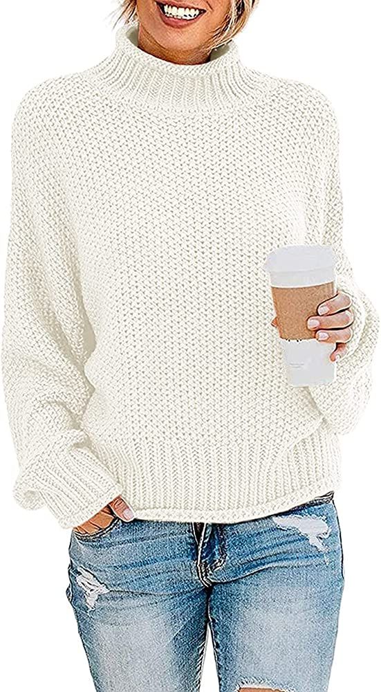 TECREW Womens Chunky Turtleneck Sweaters Batwing Sleeve Oversized Knitted Pullover Jumper | Amazon (US)