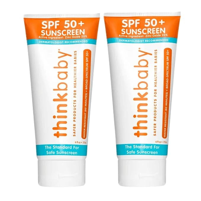 Thinkbaby Safe Sunscreen SPF 50+ - 6oz Family Size (2-Pack) | Amazon (US)