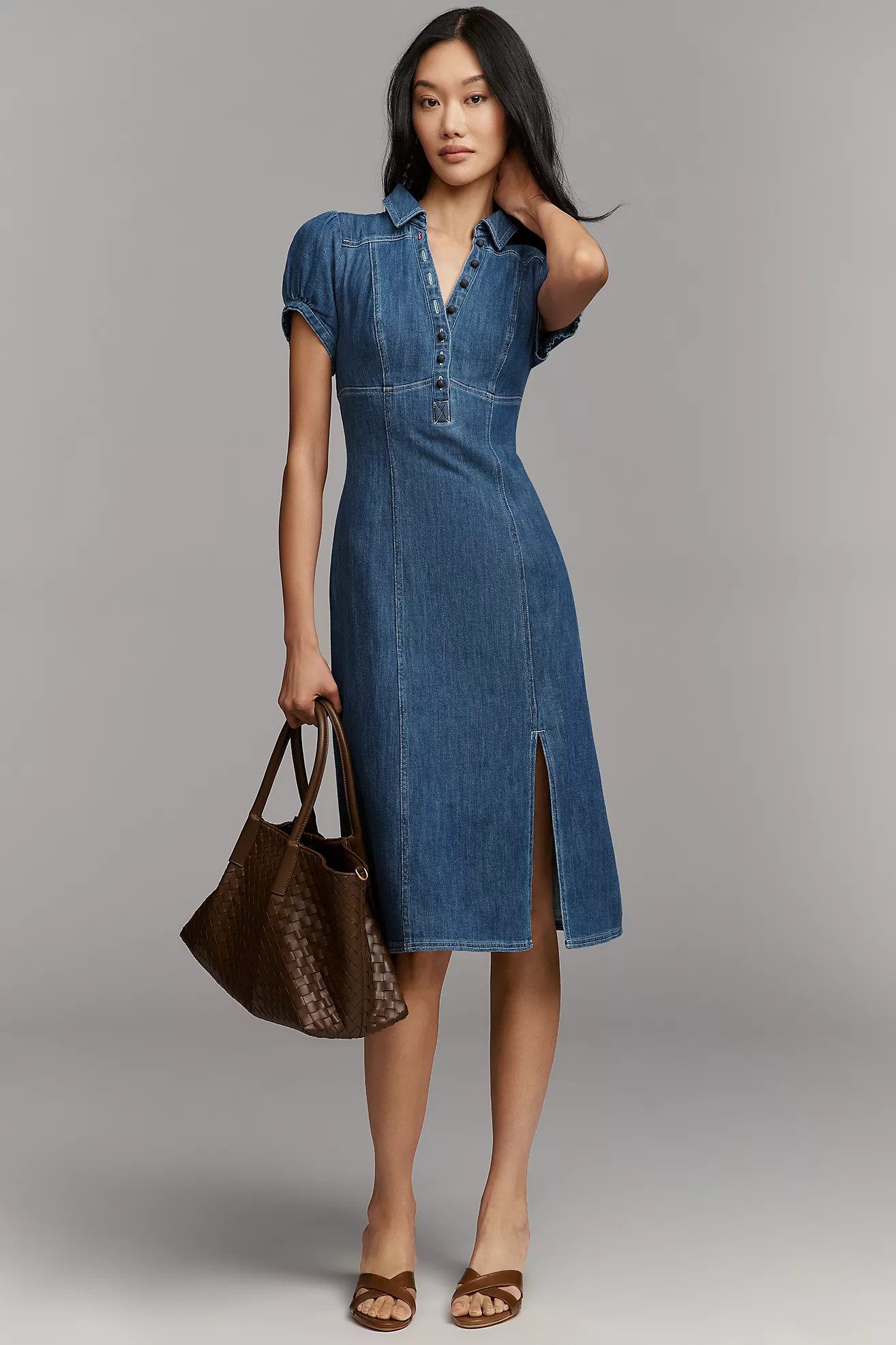 Pilcro Rebekah Denim Slim Midi Dress | Anthropologie (US)