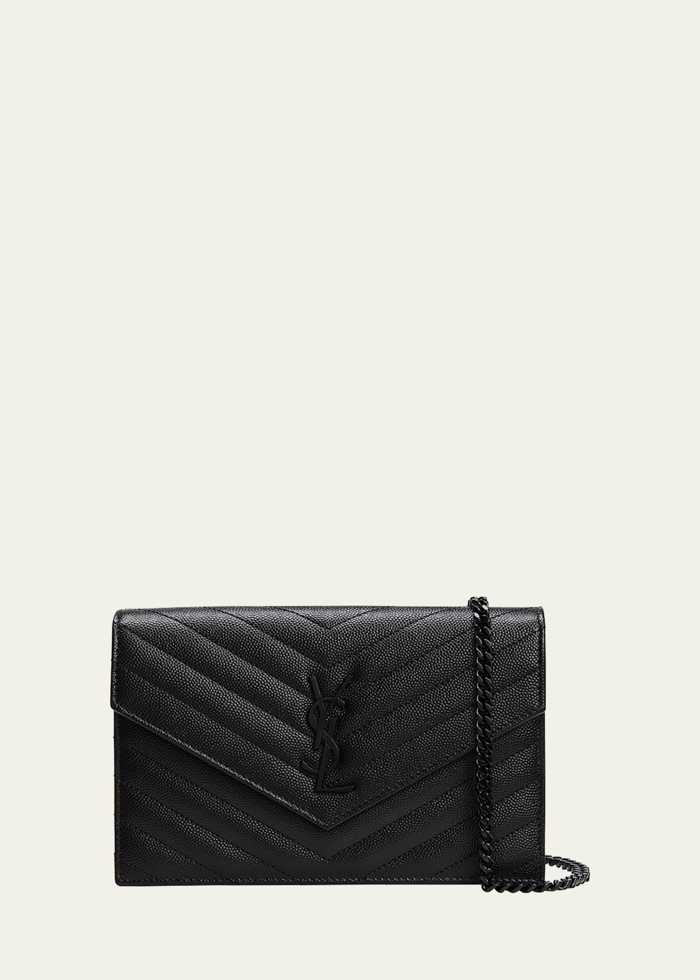 YSL Monogram Small Wallet on Chain in Grained Leather | Bergdorf Goodman