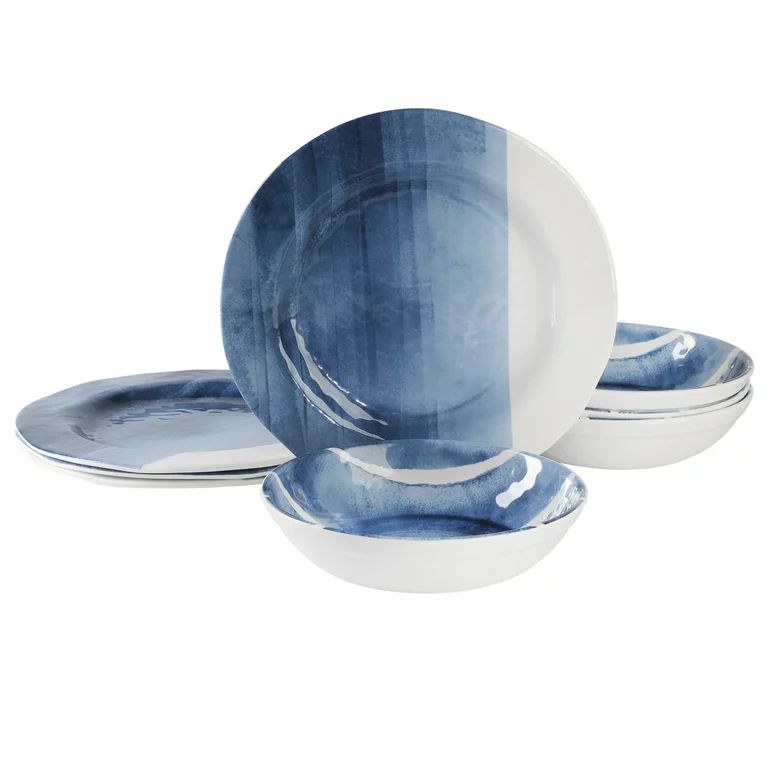 Gap Home Flowing Watercolors 8-Piece Blue Melamine Dinnerware Set | Walmart (US)