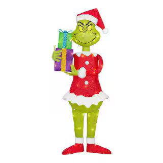 Dr. Seuss's The Grinch Lighted Tinsel Yard Sculpture Holiday Yard Decoration Y28 | The Home Depot