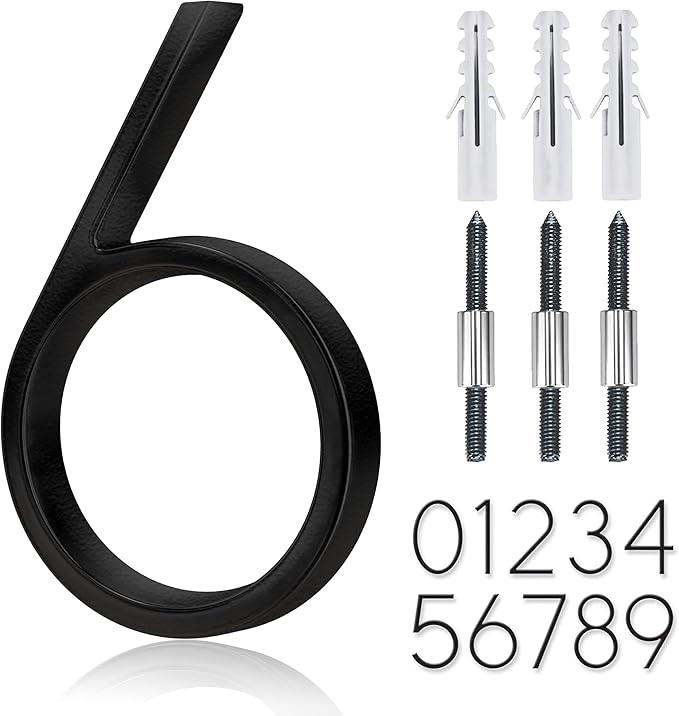 5" Stainless Steel Floating House Number, Metal Modern House Numbers, Mailbox Decor Number with N... | Amazon (US)