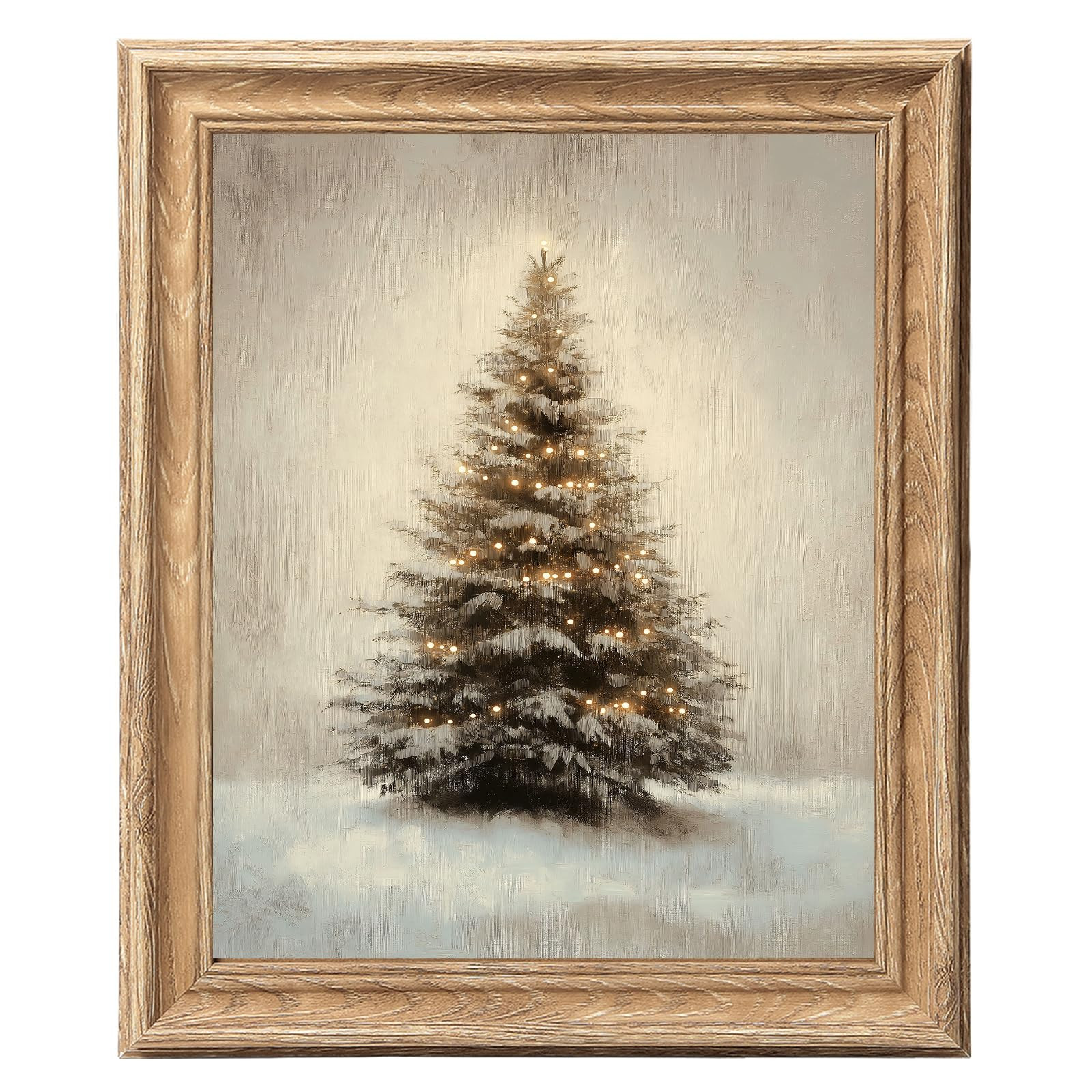 Vintage Christmas Tree Wall Art with Wood Grain Frame, 8x10 Artwork in 10x12 Frame, Rustic Farmho... | Amazon (UK)