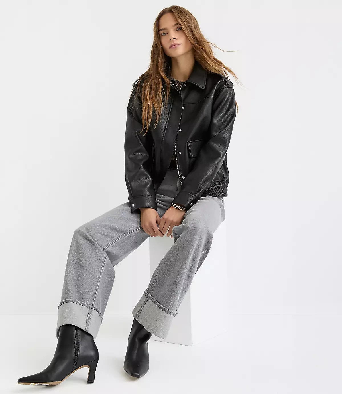 Pebbled Faux Leather Jacket | LOFT