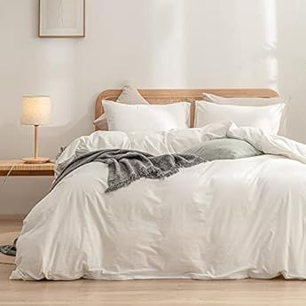 Ivellow White Linen Duvet Cover Queen 100% Pure Washed French Flax Linen Off White Duvet Cover Soft  | Amazon (US)
