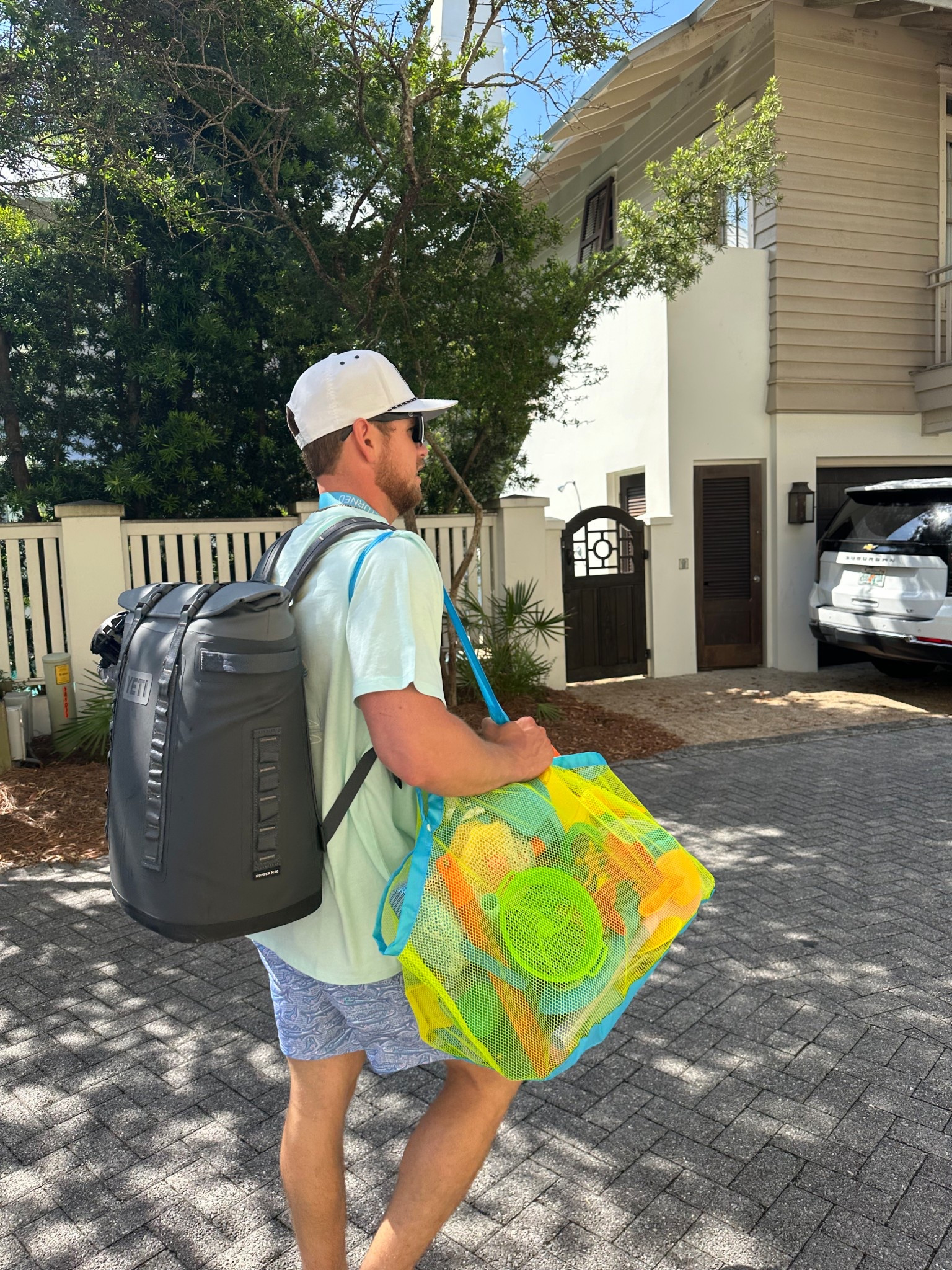 Men’s vacation outfit- the best sand toy beach toy bag ever! Yeti backpack a must 

#LTKMens #LTKSwim #LTKFamily