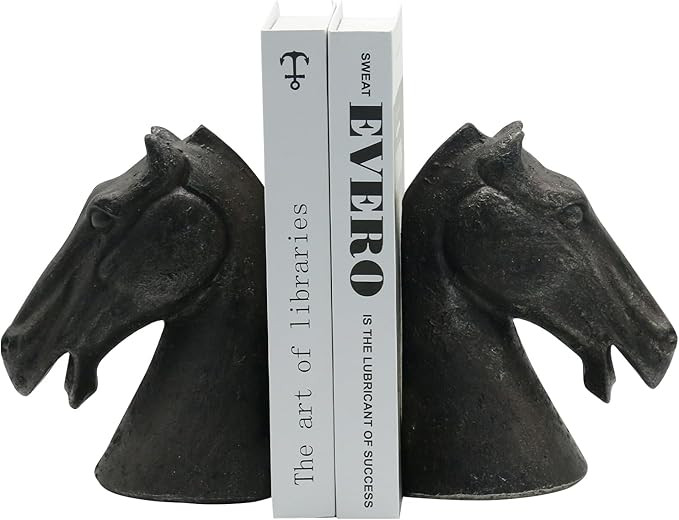 Lukitas Horse Head Decorative Bookends - Heavy Duty Non-Slip Book Holders, Modern Equestrian Orna... | Amazon (US)