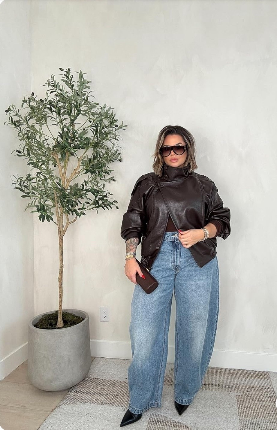 Jacket XL
Jeans 12





#LTKStyle #LTKFinds #LTKCurves #LTKFashion 
#MidsizeOutfit #CurvyStyle #NeutralOutfit #BrownLeather #EverydayChic
#LeatherJacket #FallLayers #WinterStyle #MinimalChic #EffortlessStyle
#WideLegJeans #DenimOutfit #StreetStyleWomen #ElevatedCasual #ModernClassic
#CapsuleWardrobe #TimelessStyle #NeutralTones #ChicLayers

#LTKSeasonal #LTKMidsize
