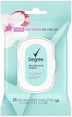 Degree Stay Fresh On-The-Go Deodorant Wipes, 25 Towlettes (White Flowers & Lychee) | Amazon (US)