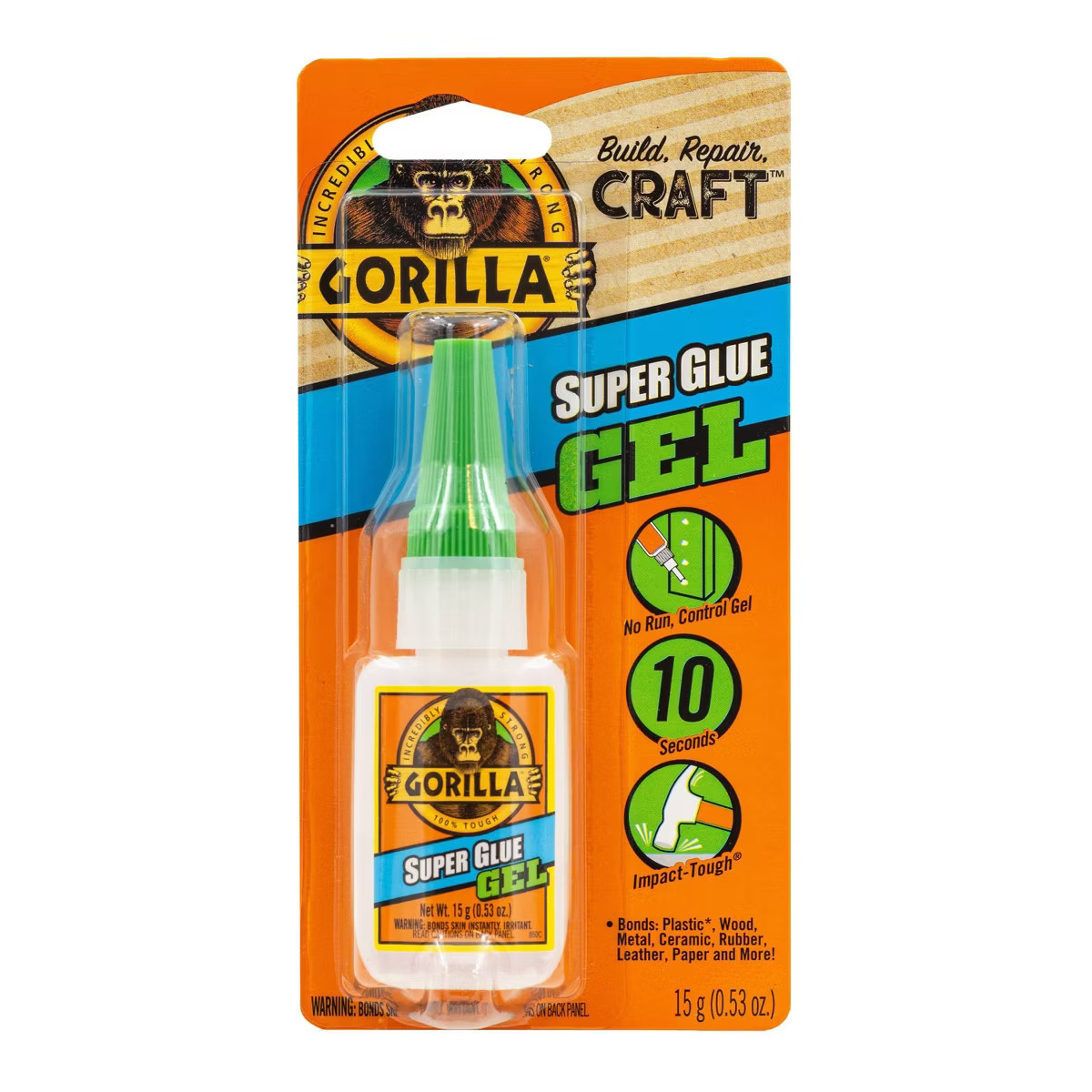 Gorilla Glue 15g Clear Gel: Fast Drying Super Glue for Wood, Leather, Metal, Rubber, Paper, Ceram... | Target