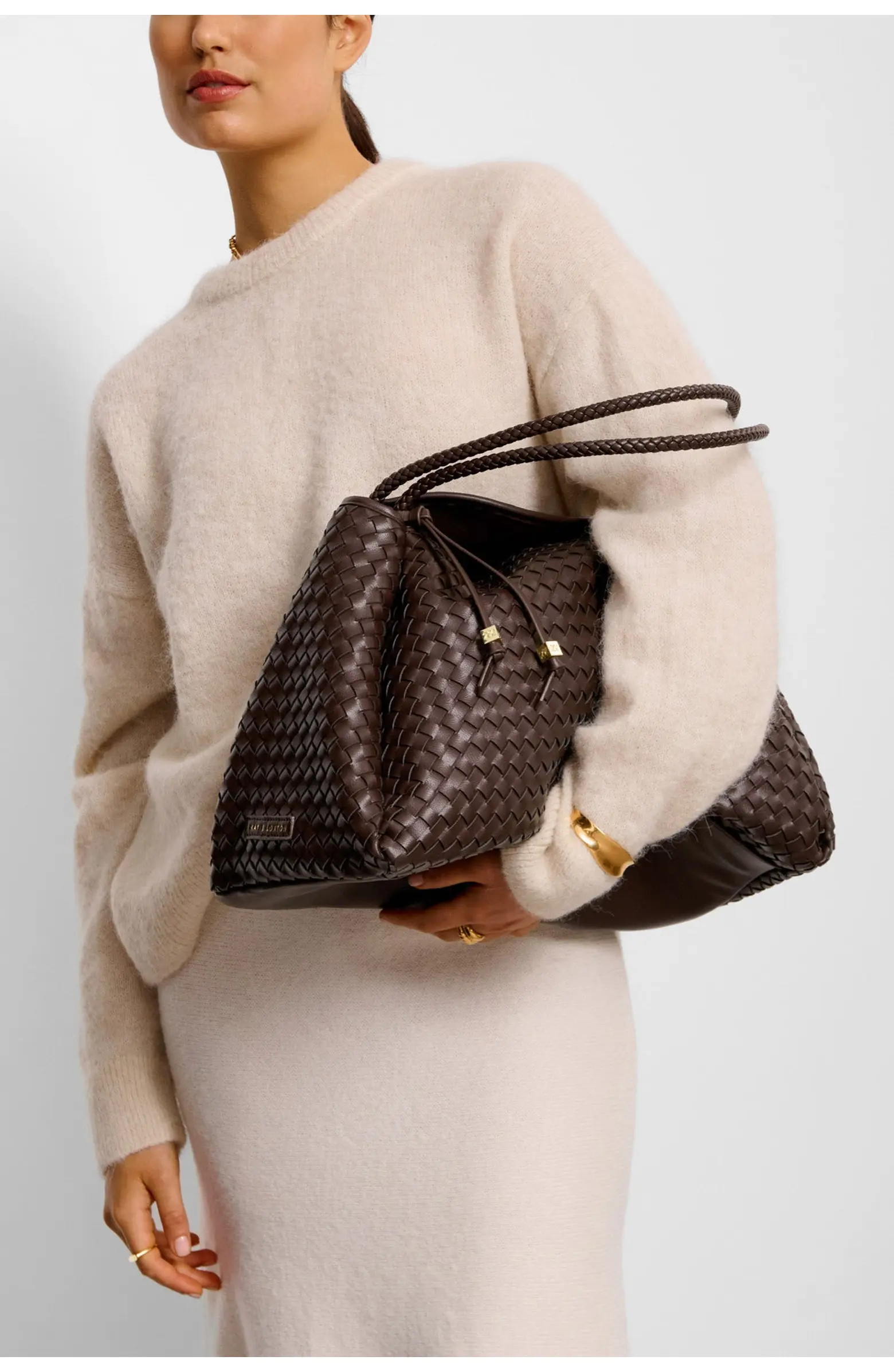 Nova Hand Woven Large Shoulder Bag in Chocolate | Nordstrom