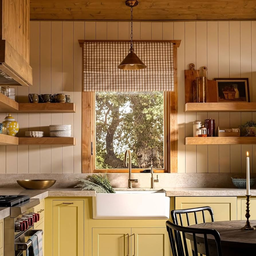 TWOPAGES Plaid Cordless Roman Shade for Windows, Custom Light Filtering Blind for Indoor Window, ... | Amazon (US)