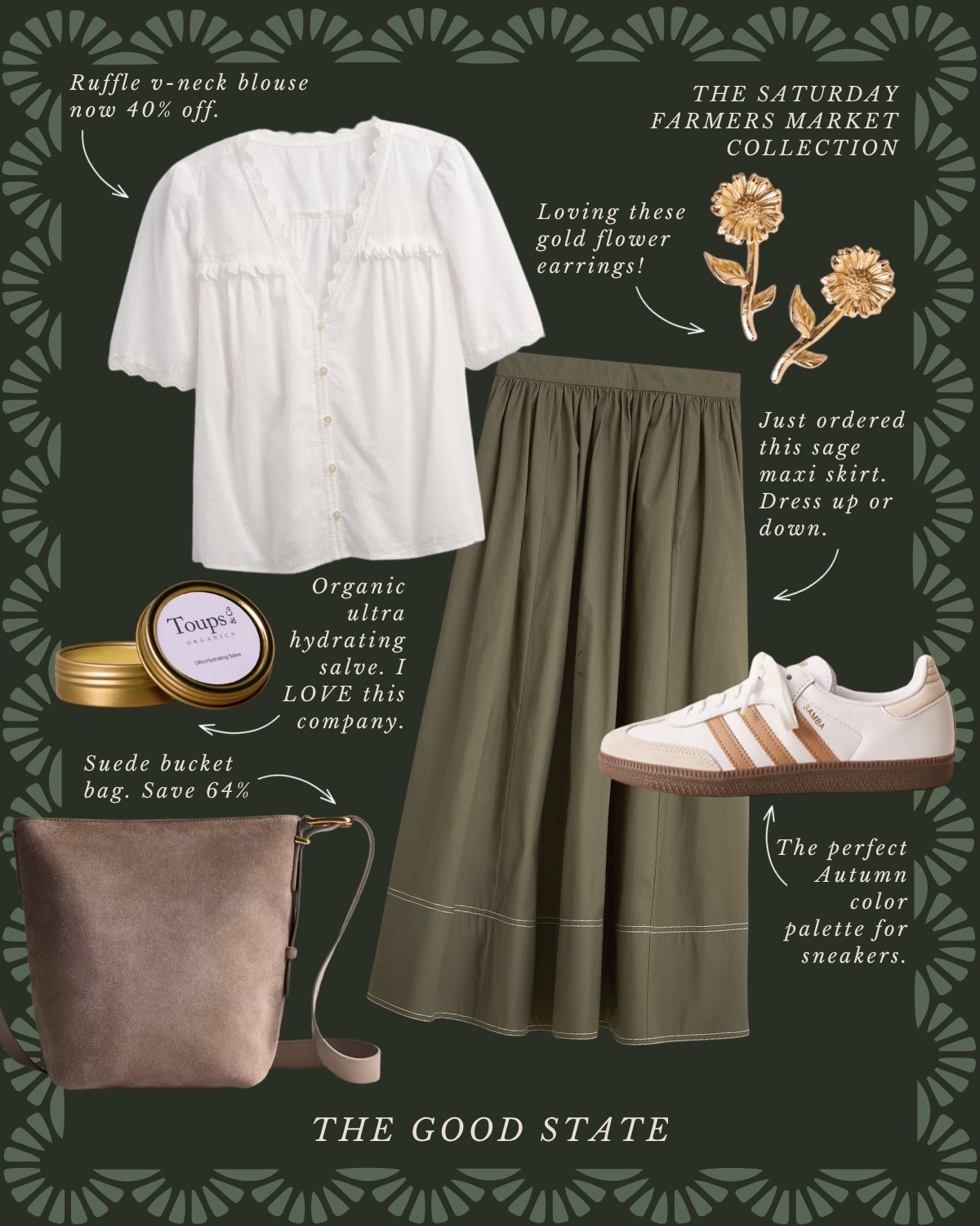 The Saturday Farmers Market: Fall Edition 🌻Save up to 77%.
For all the Farmers Market girlies living their best life in the sunshine with a pastry and coffee in hand while carrying a tote of fresh produce on their shoulder. For the ones who love a pop of color, all things gingham and a scarf in their hair or around their neck.

Anthropologie , Anthro, Amazon, Quince, mini dress, maxi dress denim jacket, chore coat, earring, socks, beauty, sunglasses, spring outfit, spring fashion, tote bag, purse, woven purse, spring break, bandanna, scarf, quilted jacket, the good state, Lauren England, gola sneakers, clutch vacation outfit, hoop, earrings, American Eagle, target target fashion, target style sneakers, veja, mini dress, floral dress, wedding guest, dress, tuckernuck, vacation, outfit, ootd, summer outfit, summer fashion, outfit ideas, New England, nordstrom, summer sweater #ltkstyletip #ltkunder50 #amazonfashion #founditonamazon #ltksalealert #slowliving #romantizeyourlife #fall #fallstyle #fallseason #autumn #90sera #90style #90saesthetic #ralphlauren #equestrian #horserider #americana #fallfashion #falloutfit #preppyfashion #ivyleague #marthastewart 

#LTKStyleTip #LTKSaleAlert #LTKFindsUnder50