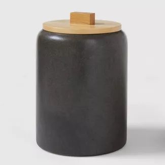 Large Stoneware Tilley Food Storage Canister with Wood Lid Black - Project 62™ | Target