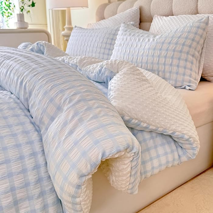 Boho Comforter Set Queen Size - 3 Pieces Lightweight Jacquard Seersucker Bedding Sets (1 Soft Flu... | Amazon (US)