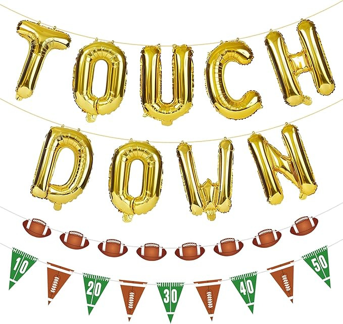 11 Pcs Football Party Decorations Kit, Touchdown Letter Foil Balloon, Pre-Strung Football Hanging... | Amazon (US)