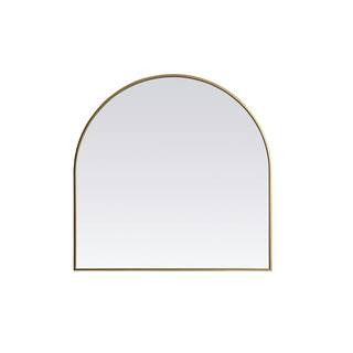 Simply Living 36 in. W x 36 in. H Arch Metal Framed Brass Mirror MIR3A7272BR - The Home Depot | The Home Depot