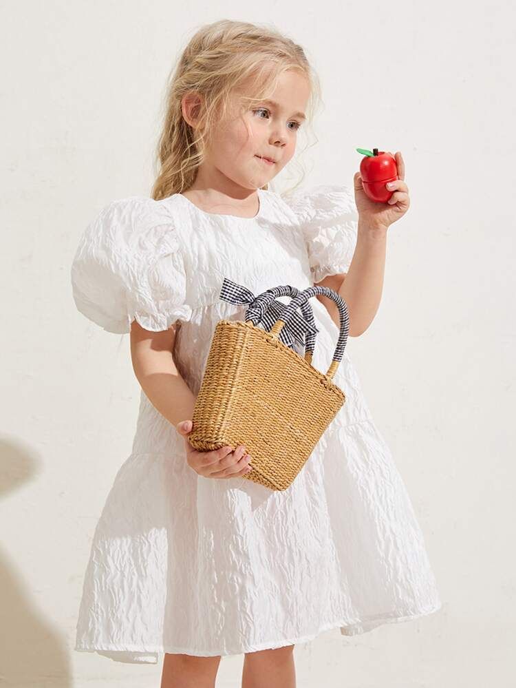 SHEIN Toddler Girls Puff Sleeve Smock Dress | SHEIN