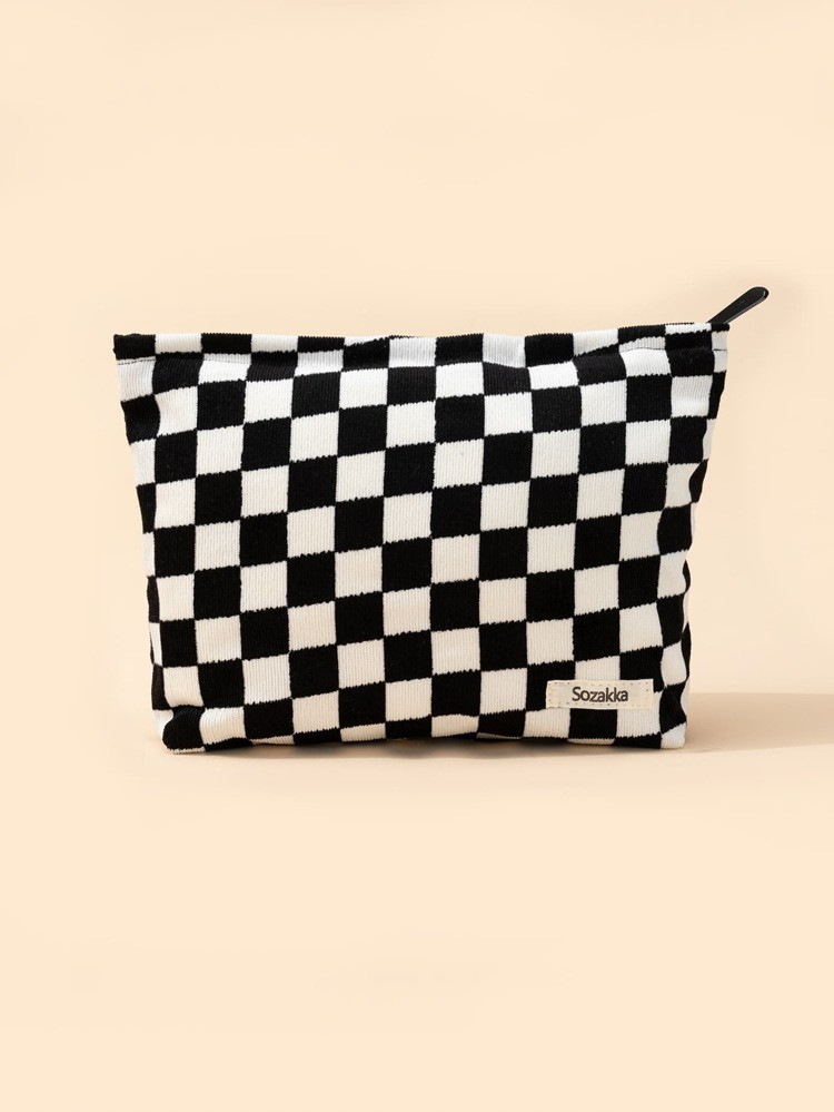 1pc Plaid Pattern Zippered Makeup Bag | SHEIN