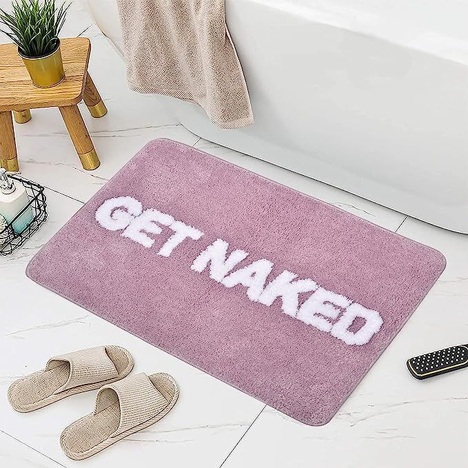 LAFAA Get Naked Bath Mat - Cute and Soft Get Naked Rug - Funny Bath Decor - Non Slip Trendy Pink ... | Amazon (US)