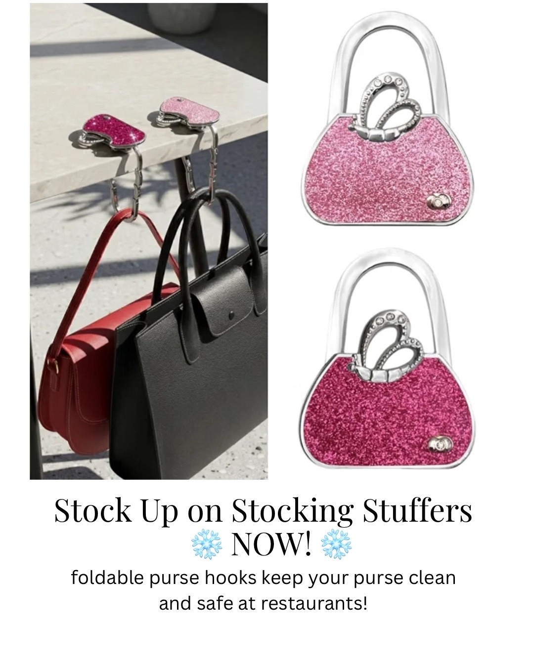 Stock Up on Stocking Stuffers ❄️ NOW! ❄️ foldable purse hooks keep your purse clean and safe at restaurants!

#LTKSeasonal #LTKOver40