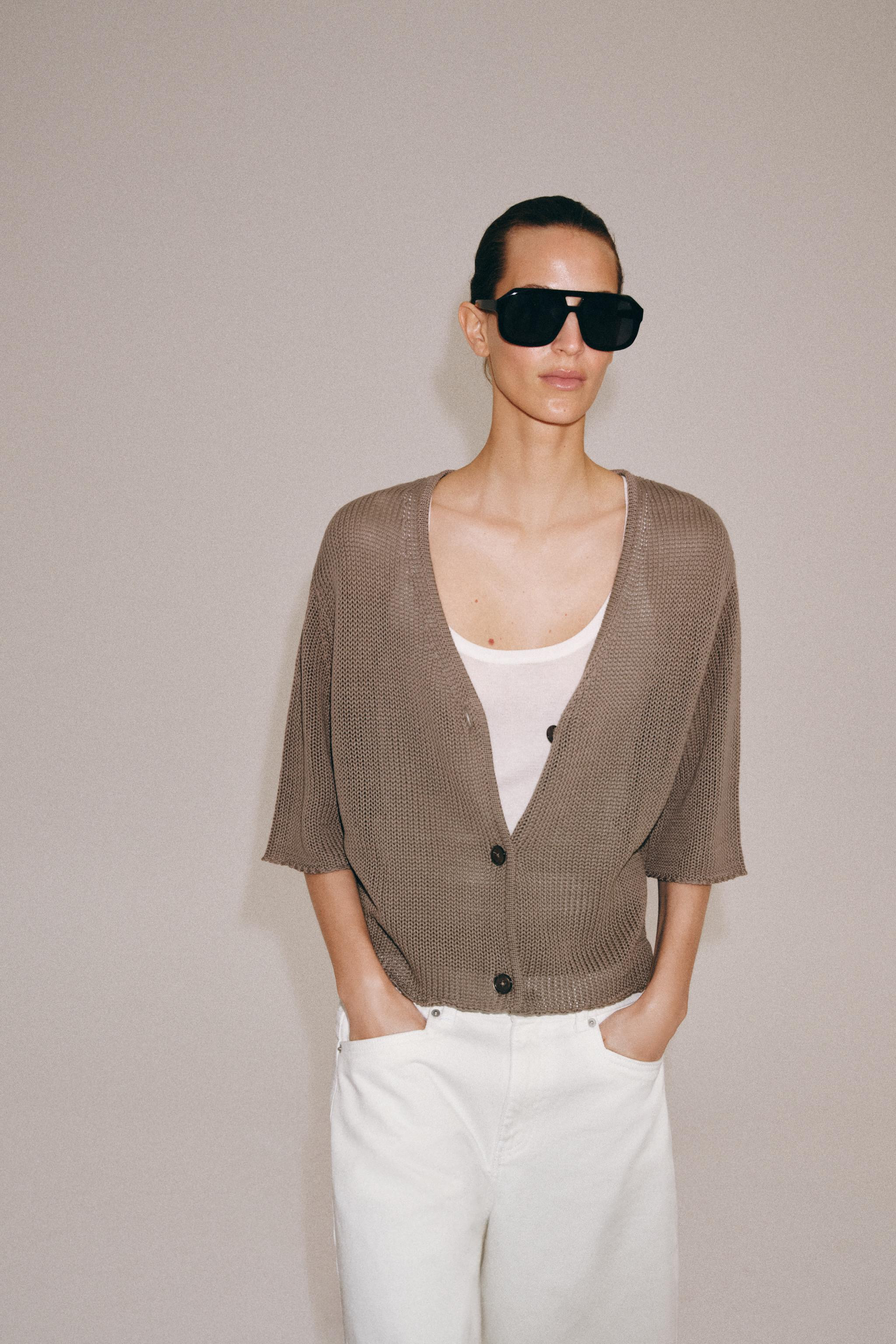 WIDE SLEEVE KNIT CARDIGAN | Zara US