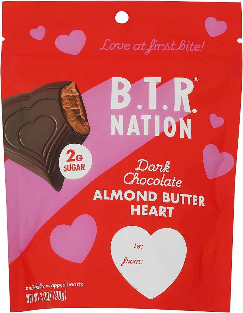 Btr Nation, Dark Chocolate Almond Butter Hearts, 3.17 Ounce | Amazon (US)
