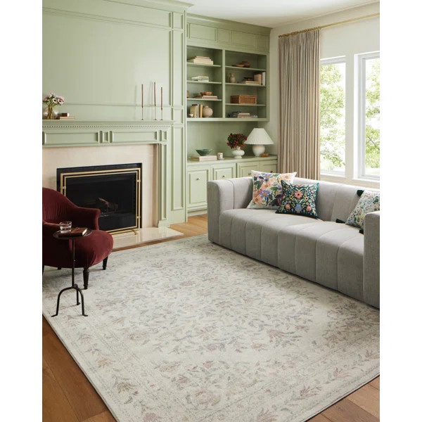 Rifle Paper Co. x Loloi Courtyard Yellow / Multi Area Rug feat. CloudPile | Wayfair North America