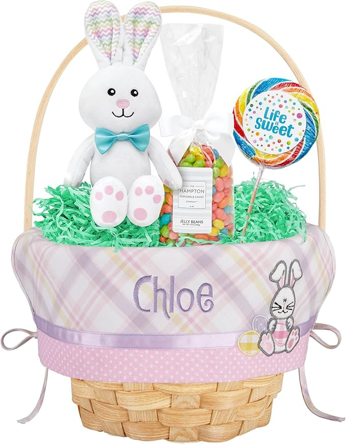 Let's Make Memories Personalized Easter Basket for Kids - For Boys - For Girls - Embroidered Name... | Amazon (US)
