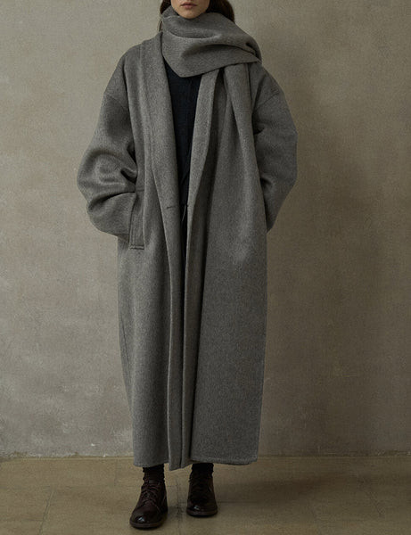Grey Oversized Wool Coat -PREORDER | Pixie Market