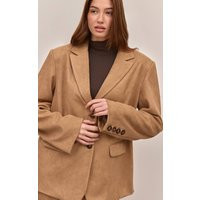 Sand Suede Oversized Dad Blazer | PrettyLittleThing UK