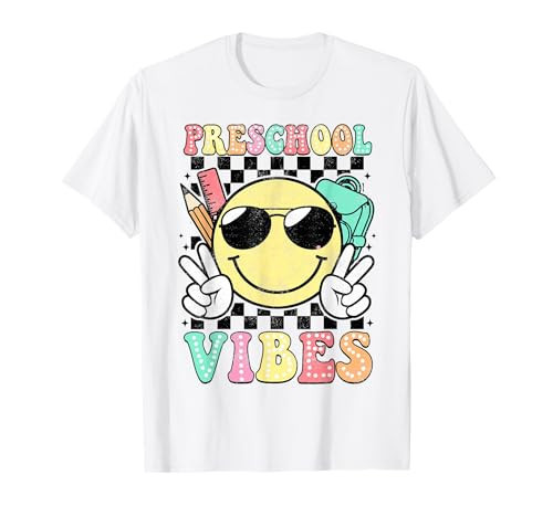 Preschool Vibes Smile Face Back to School Preschool Girl Kid T-Shirt | Amazon (US)