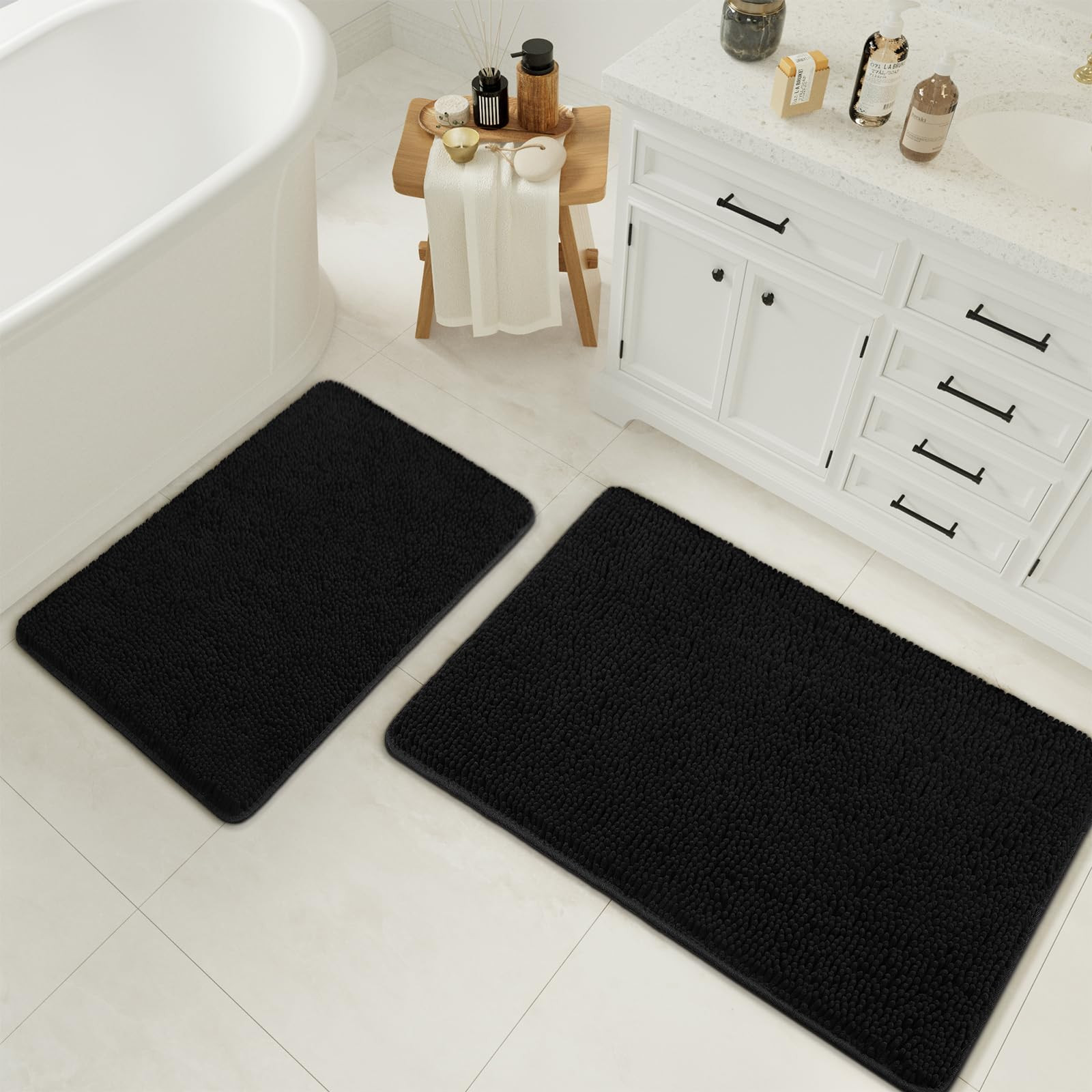 LOCHAS Bathroom Rugs Sets 2 Piece, 17 x 24 Plus 20 x 32 Inches Thick Non Slip Bath Rug Set, Absor... | Amazon (US)