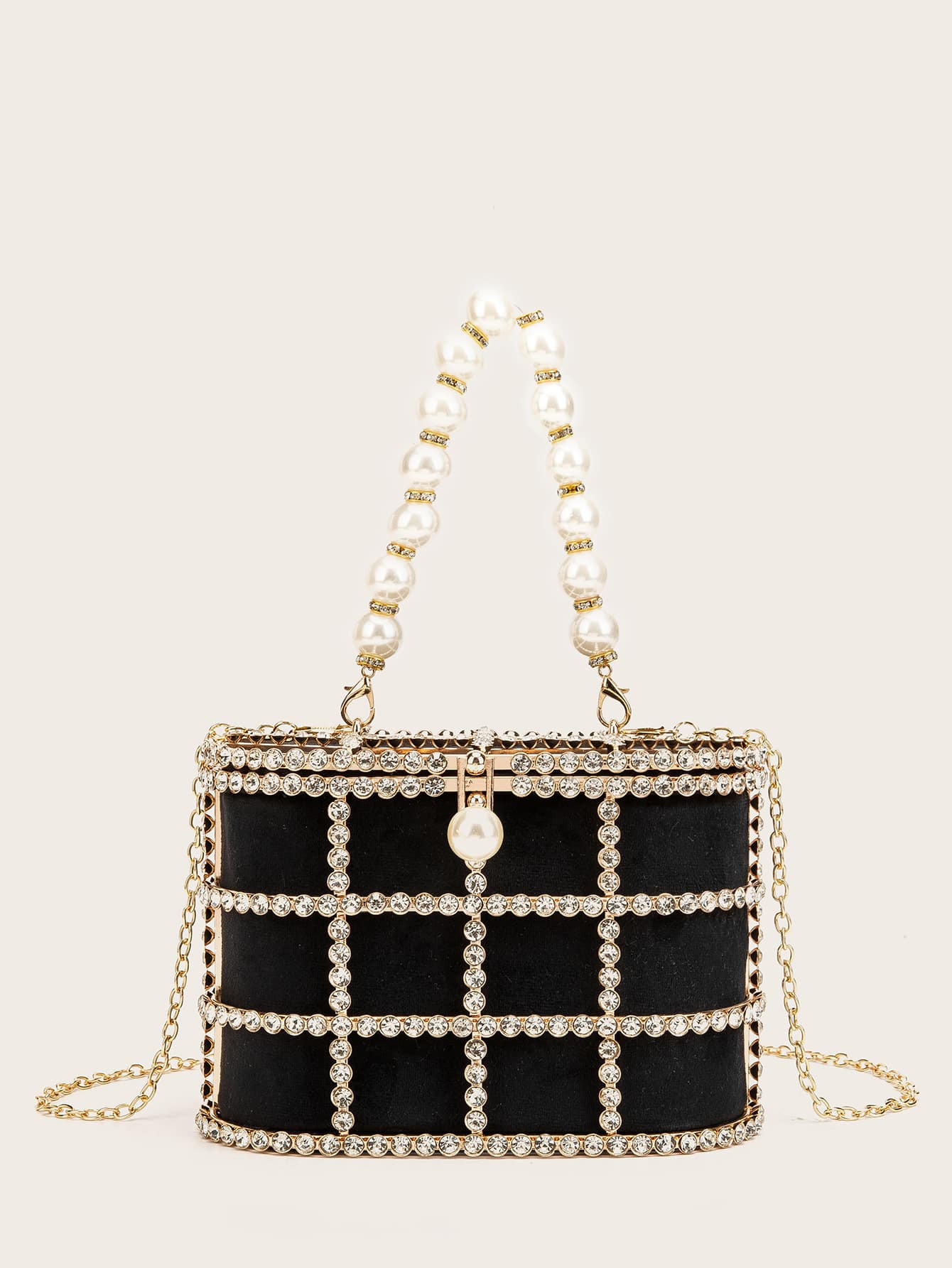 Rhinestone & Faux Pearl Decor Chain Clutch Bag | SHEIN