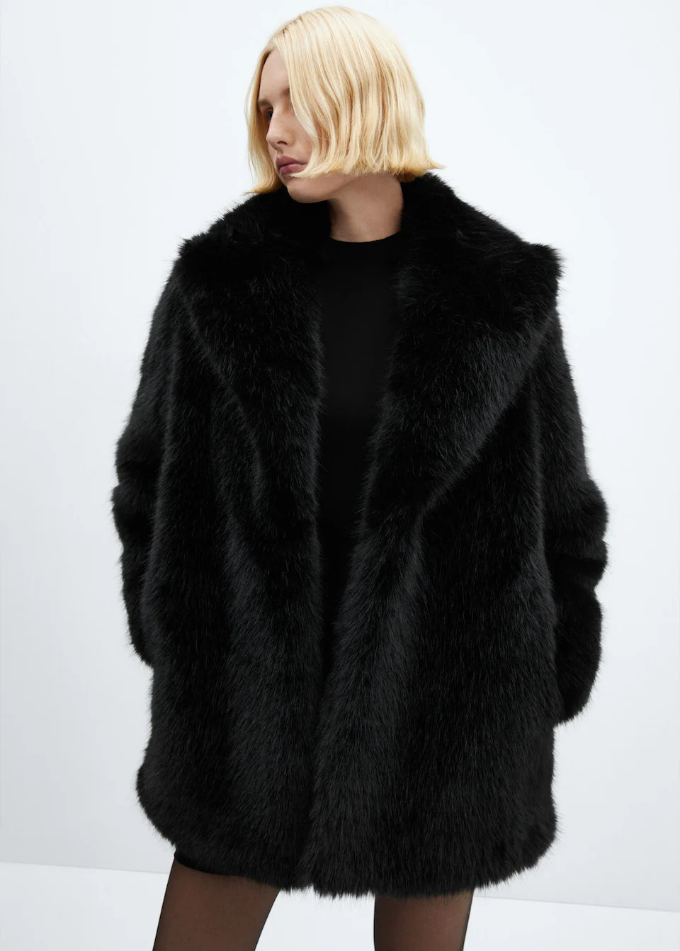 Lapels faux fur coat -  Women | Mango United Kingdom | MANGO (UK)