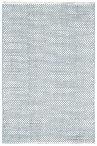 Herringbone Swedish Blue Handwoven Cotton Rug | Annie Selke