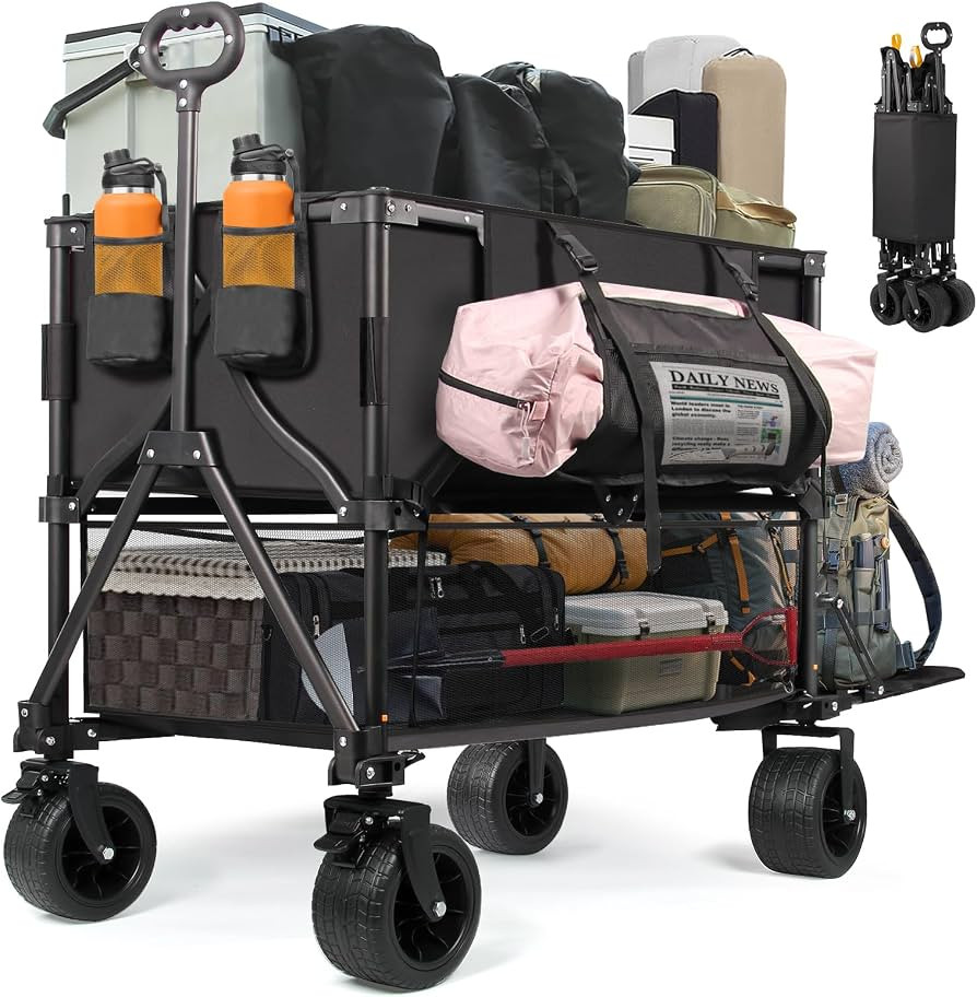 Double Decker Wagon Heavy Duty Collapsible, 600LBS 400L Capacity | Amazon (US)