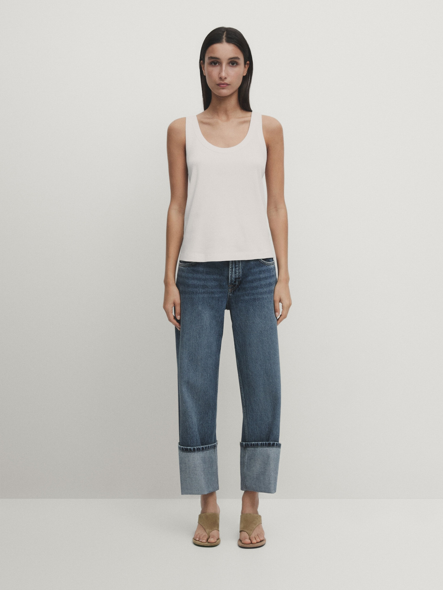Ribbed sleeveless T-shirt | Massimo Dutti US