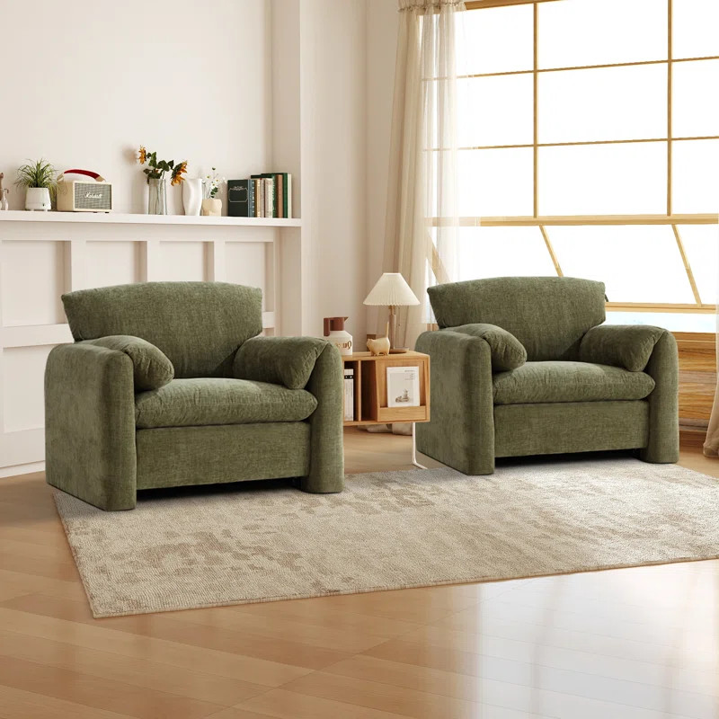 Ilyn 38.5'' Wide Modern Super Soft Chenille Accent Chair with Padded Armrest | Wayfair North America