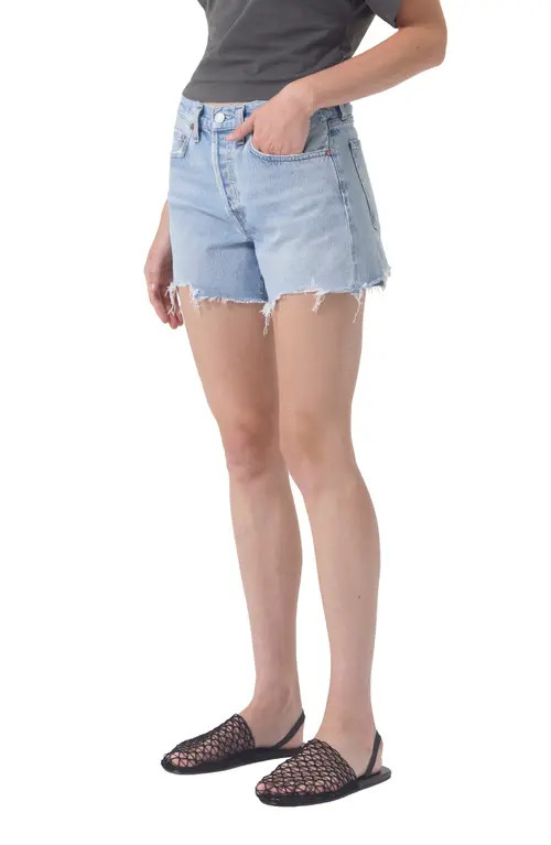 AGOLDE Parker High Waist Cutoff Denim Shorts in Agreement at Nordstrom, Size 25 | Nordstrom