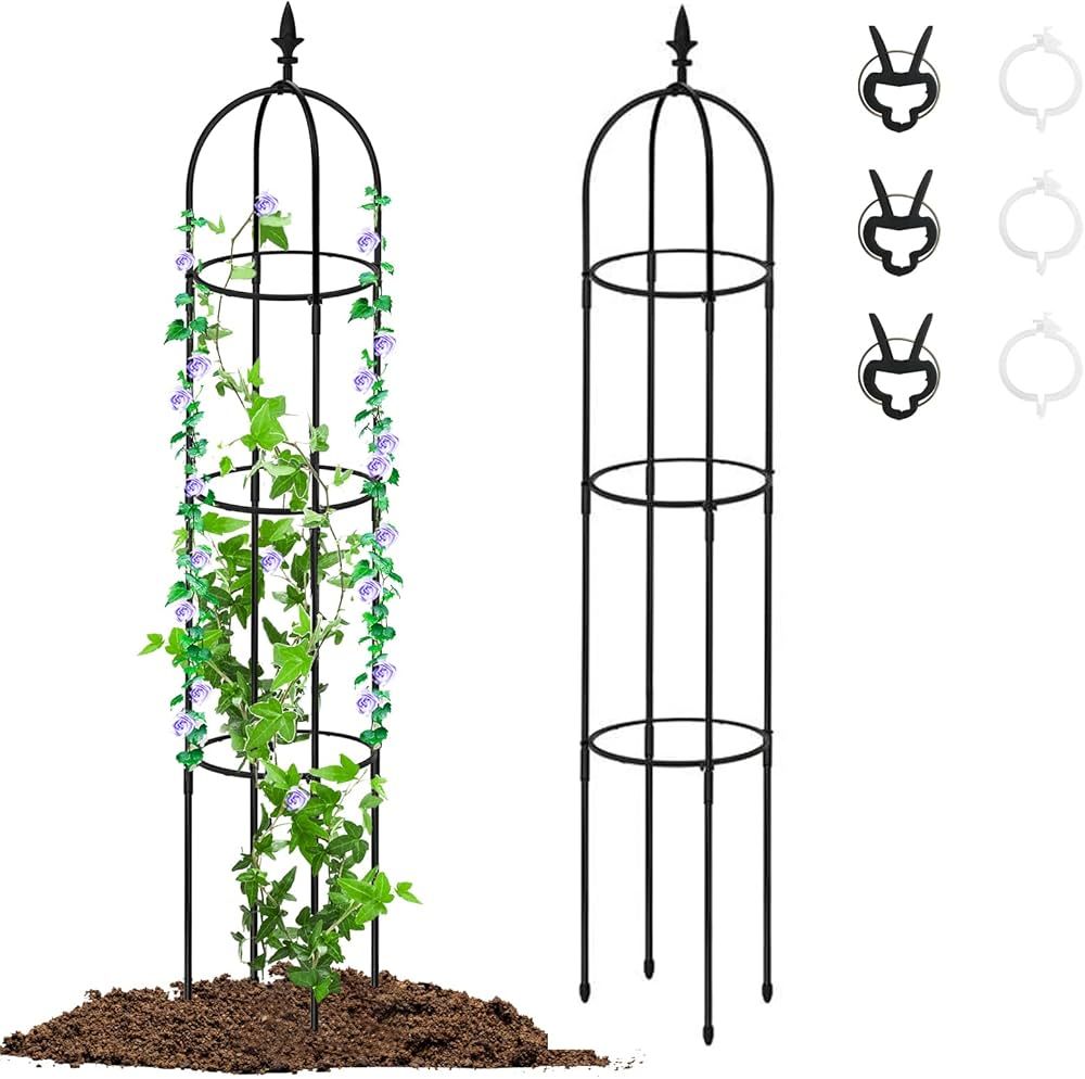 XYADX Garden Trellis for Potted Plants 6 Ft Stakes Tomato Cage Plant Trellis for Climbing Plants ... | Amazon (US)