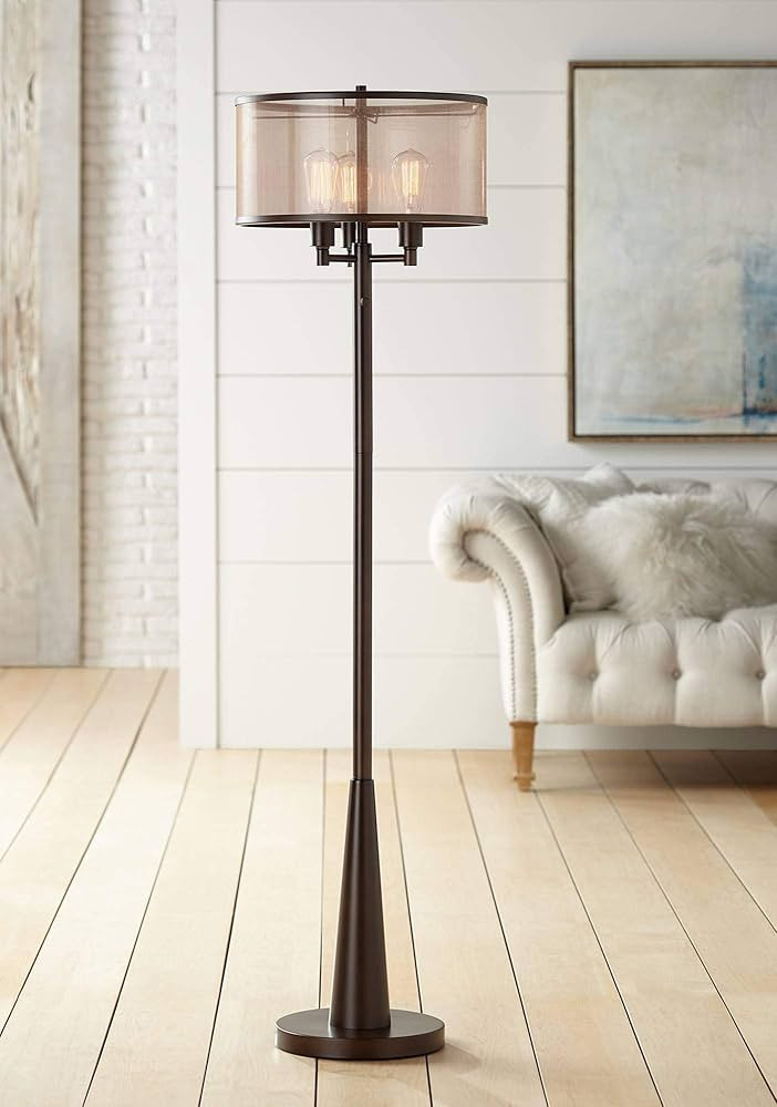 Franklin Iron Works Durango Rustic Farmhouse Vintage Standing Floor Lamp 3-Light 62" Tall Oiled B... | Amazon (US)