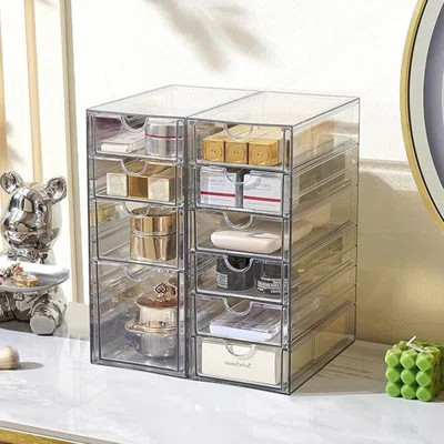 Acrylic Drawer Makeup Organizer with 10 Drawers, Stackable Storage Drawers for Vanity, Countertop, Craft, Jewelry, Art Supply Organization | Wayfair North America
