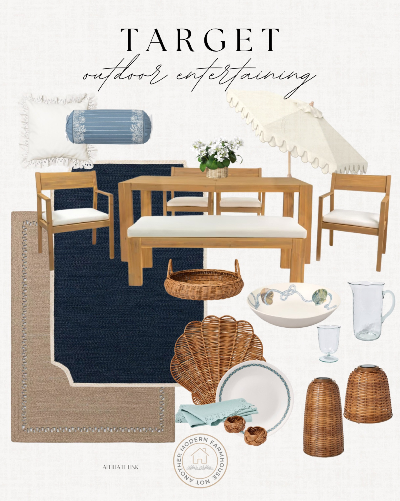 NEW Studio McGee @Target outdoor entertaining must haves 

Rattan accents, coastal vibes, summer entertaining, outdoor hosting, Target patio furniture, outdoor seating set, neutral outdoor decor, patio refresh ideas, , outdoor lantern lighting, neutral outdoor rug, classic outdoor living design, affordable patio makeover, designer look for less. 

#LTKSeasonal #LTKHome